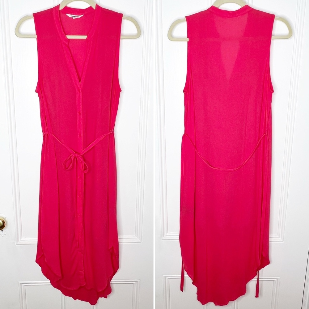 BB Dakota red shirt dress button front sleeveless dress with belt Size Medium